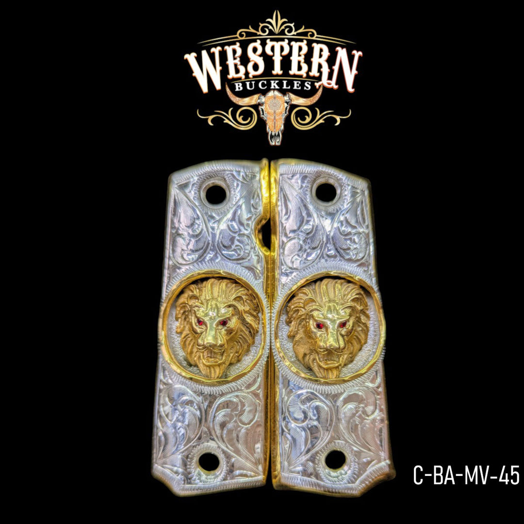 Lion Custom Grips for the Colt 1911 Full-Size — 24K Gold-Plated