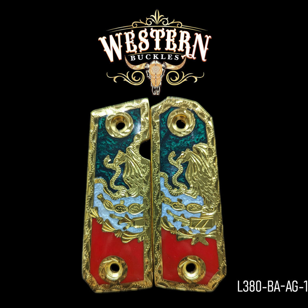 Llama 380 Grips Aguila Resina y Oro-The Western Buckles