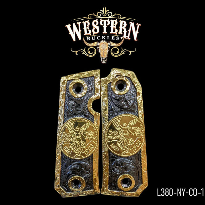 Llama 380 Grips Centenary Gold and Black-The Western Buckles