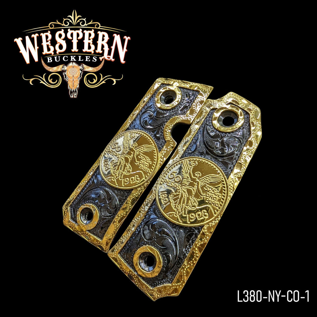 Llama 380 Grips Centenary Gold and Black-The Western Buckles