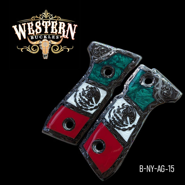 Mexican Eagle Custom Grips for the Beretta 92FS — Black Nickel &amp; Artisan Resin