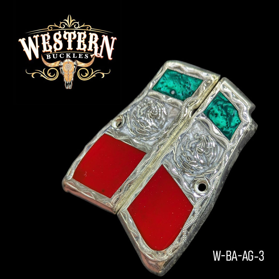 Mexican Flag Custom Grips for the Browning Hi-Power — 24K Gold-Plated &amp; Silver-Plated