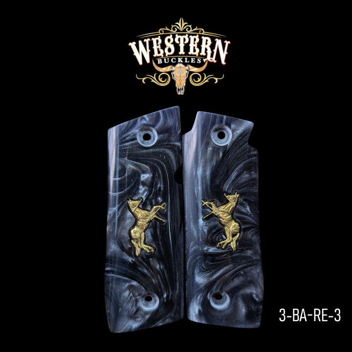 Mustang 380 Plus Black and Gray Resin and Gold-The Western Buckles