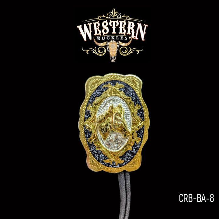 Necktie Horse Gold and Gray Resin-The Western Buckles