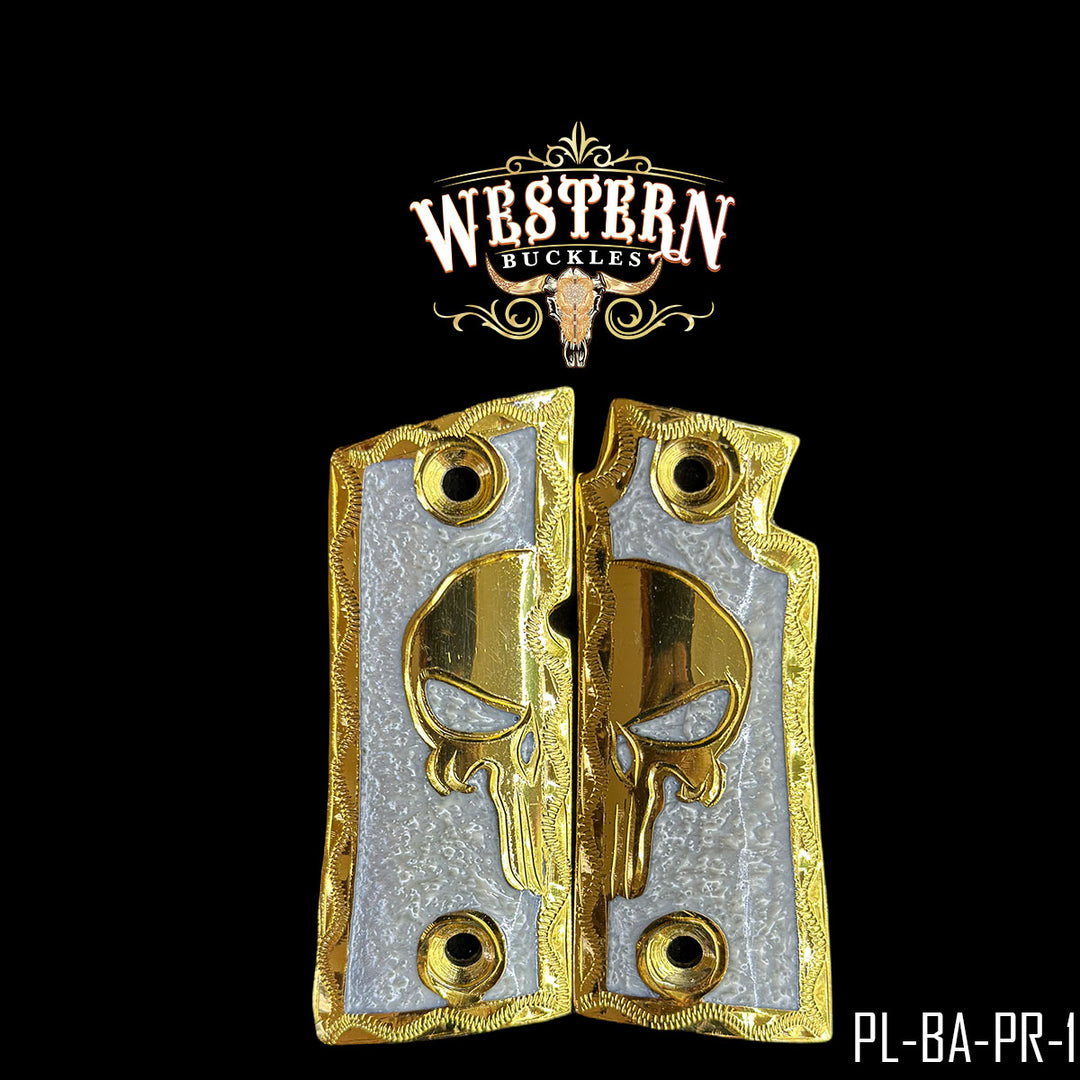 Colt 1911 Punisher Cachas | Handcrafted by Western Buckles | SKU PL-BA-PR-1