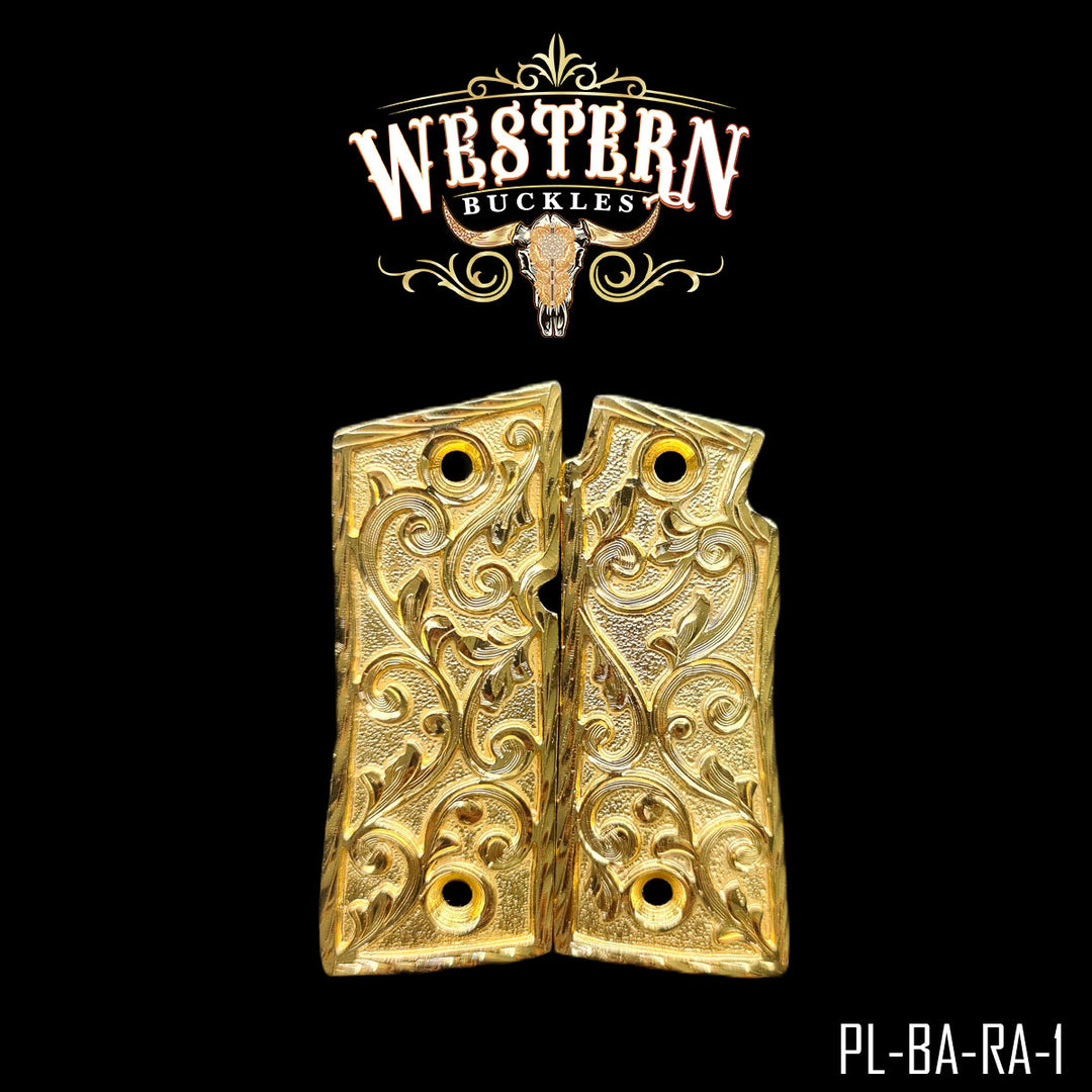 Colt 1911 Cachas — Hand-Engraved | Handcrafted by Western Buckles | SKU PL-BA-RA-1