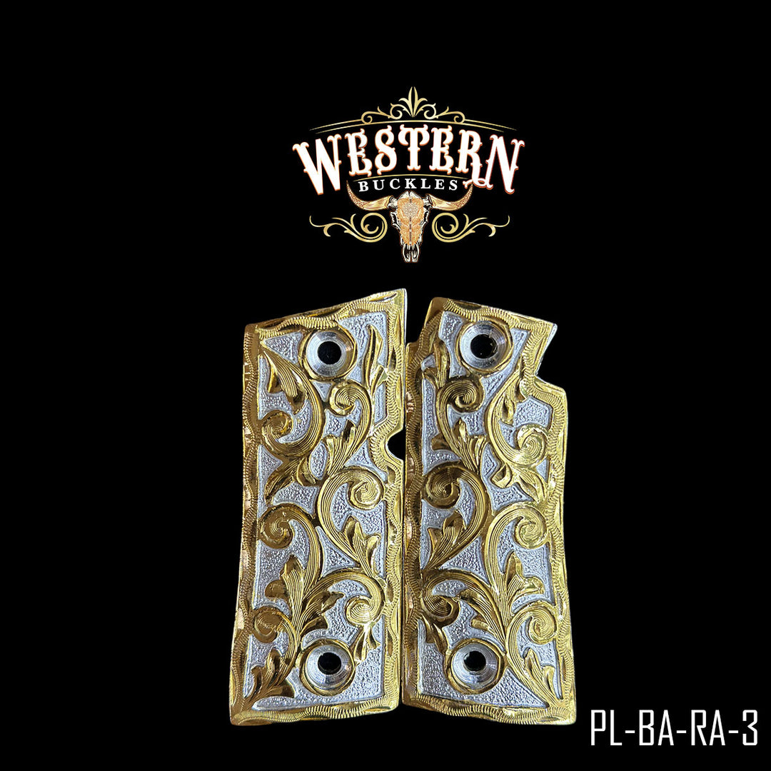 Colt 1911 Cachas — Hand-Engraved | Handcrafted by Western Buckles | SKU PL-BA-RA-3