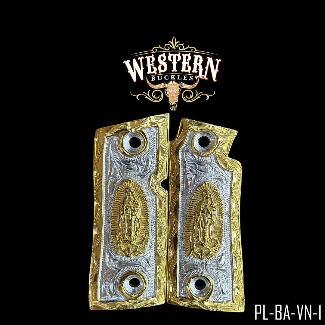 Colt 1911 Virgin of Guadalupe Cachas | Handcrafted by Western Buckles | SKU PL-BA-VN-1