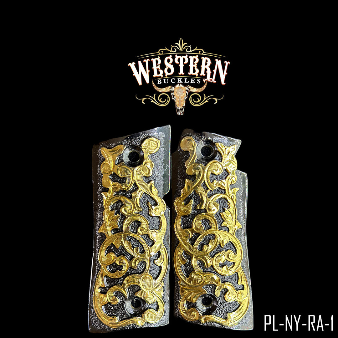 Colt 1911 Cachas — Hand-Engraved | Handcrafted by Western Buckles | SKU PL-NY-RA-1