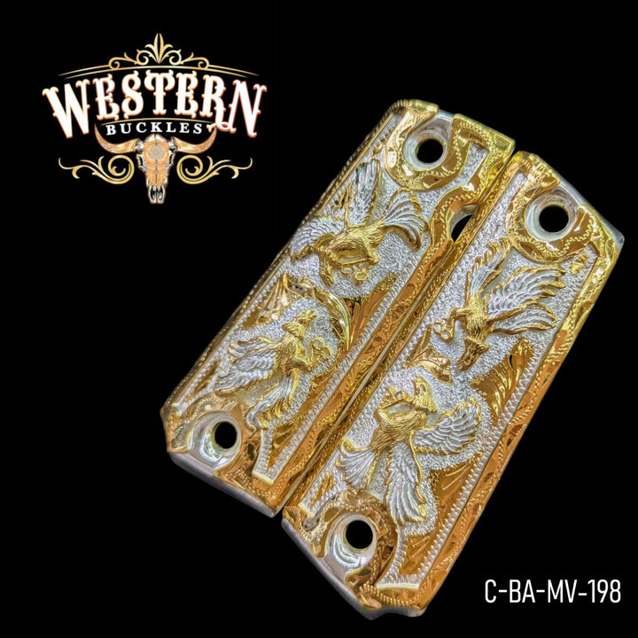 Rooster Custom Grips for the Colt 1911 Full-Size — 24K Gold-Plated