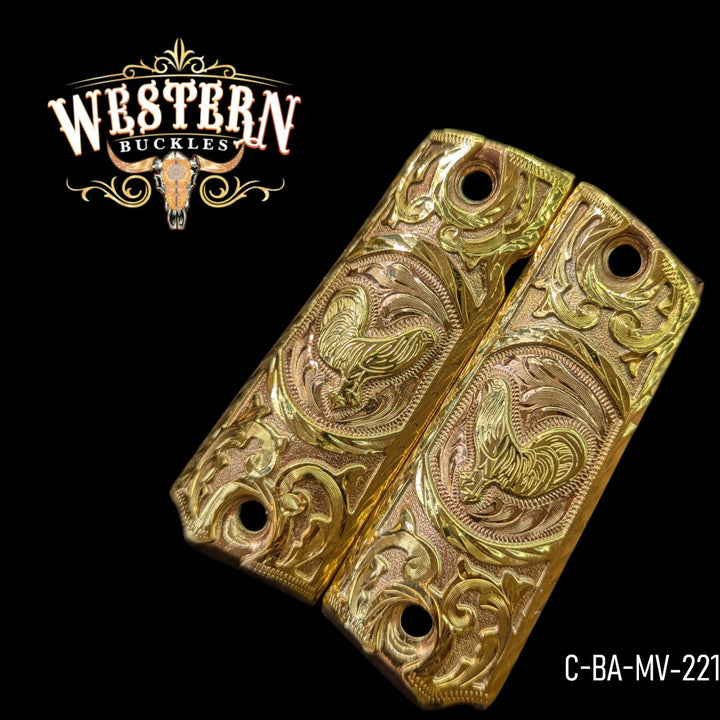 Rooster Grips for the Colt 1911 Full-Size — 24K Gold-Plated