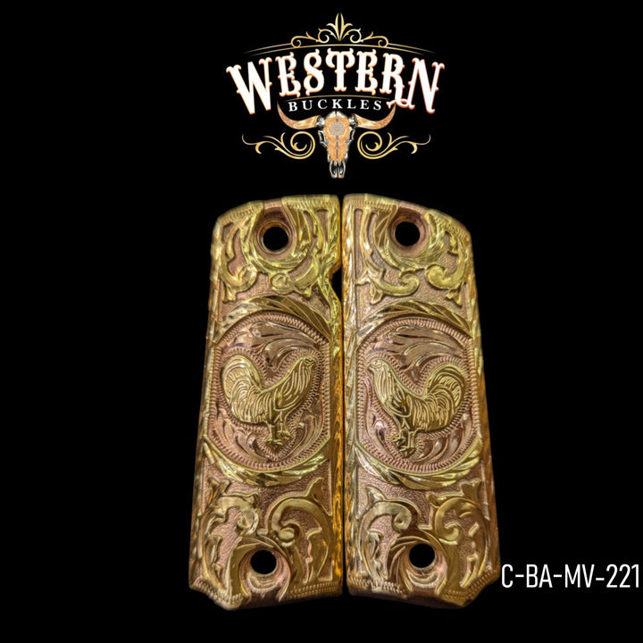 Rooster Grips for the Colt 1911 Full-Size — 24K Gold-Plated