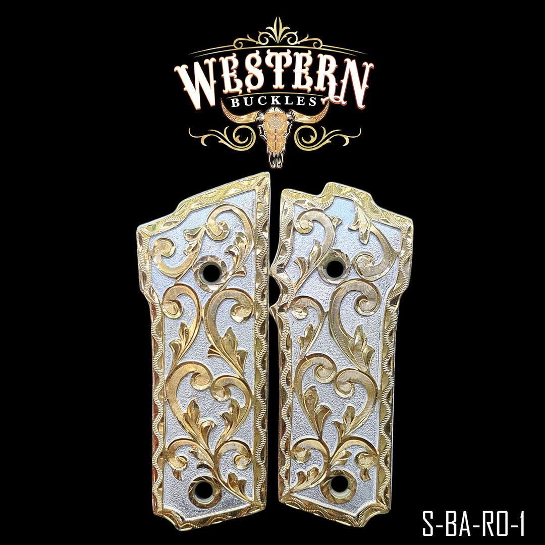 Smith & Wesson Cachas — Hand-Engraved | Handcrafted by Western Buckles | SKU S-BA-RO-1
