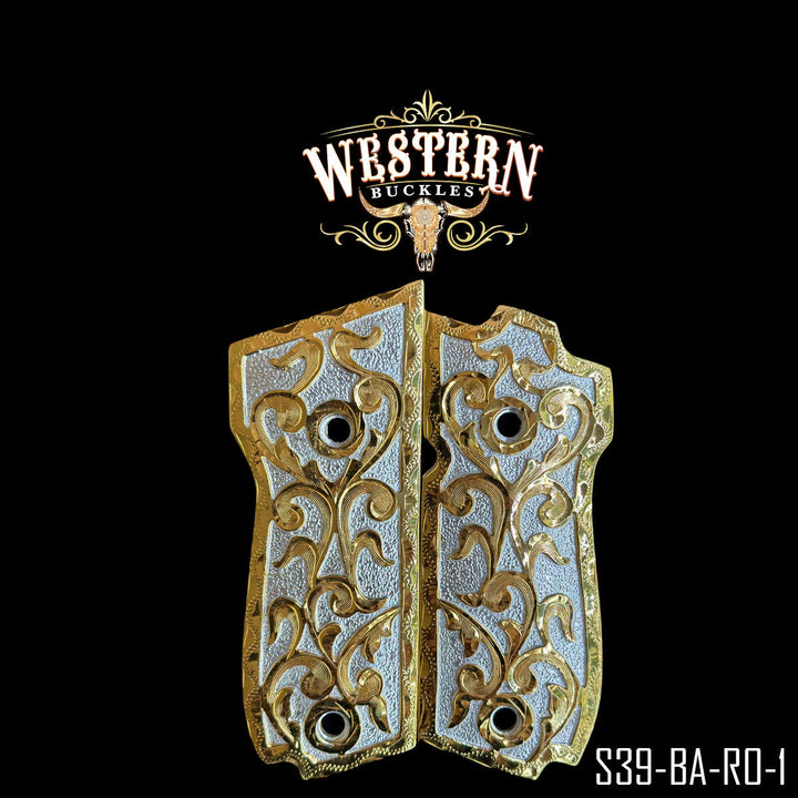 Smith &amp; Wesson Gun Grips — Hand-Engraved | Handcrafted by Western Buckles | SKU S39-BA-RO-1