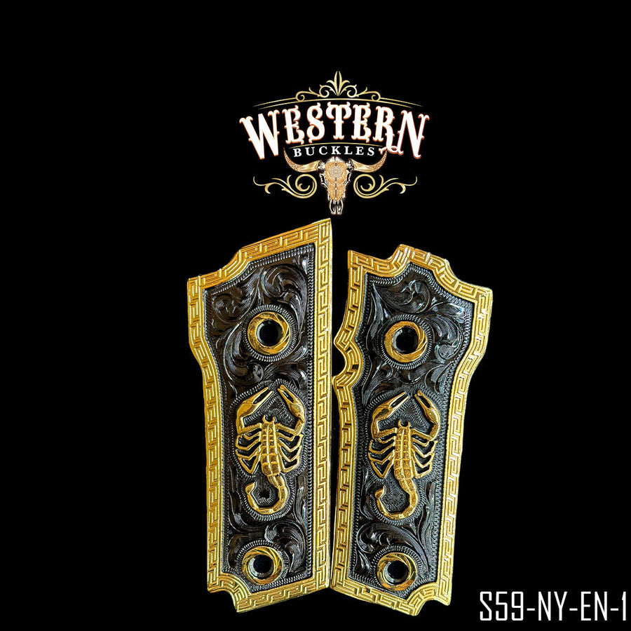 Scorpion Custom Grips for the Smith & Wesson Model 59 — 24K Gold-Plated & Black Nickel