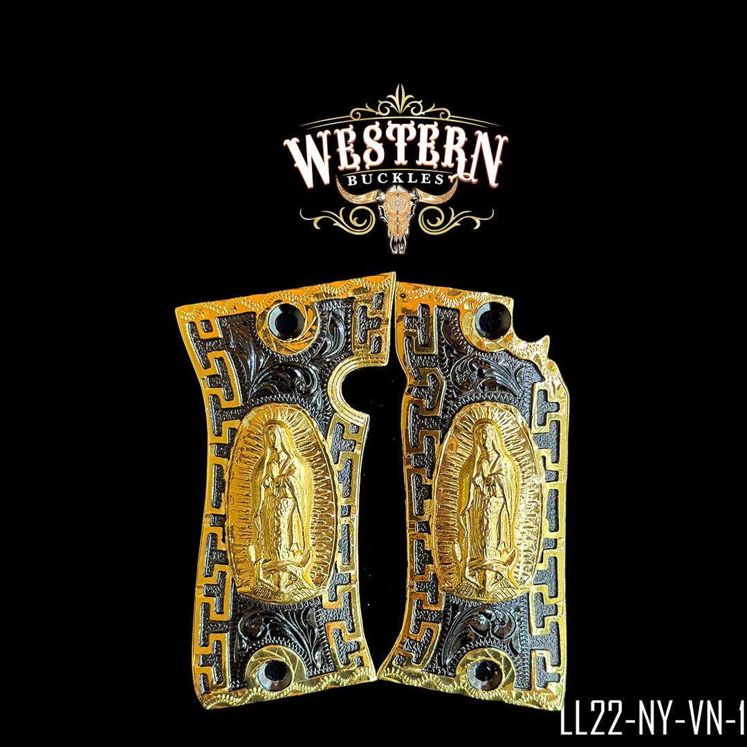 Star Virgin of Guadalupe Gun Grips | Handcrafted by Western Buckles | SKU ST22-NY-VN-1