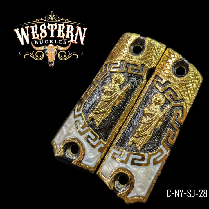 San Judas Custom Grips for Colt 1911 Full-Size — 24K Gold-Plated