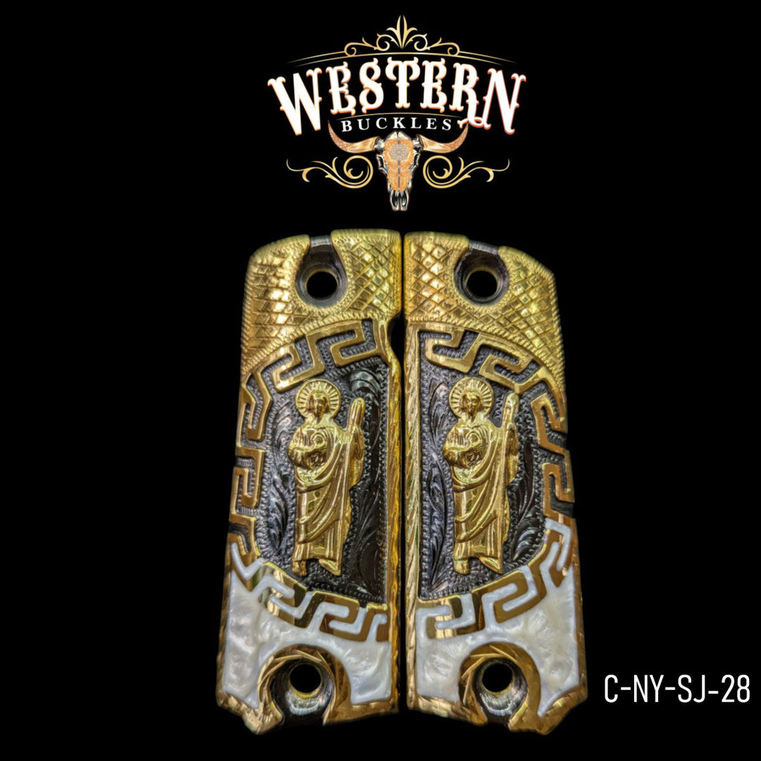San Judas Custom Grips for Colt 1911 Full-Size — 24K Gold-Plated