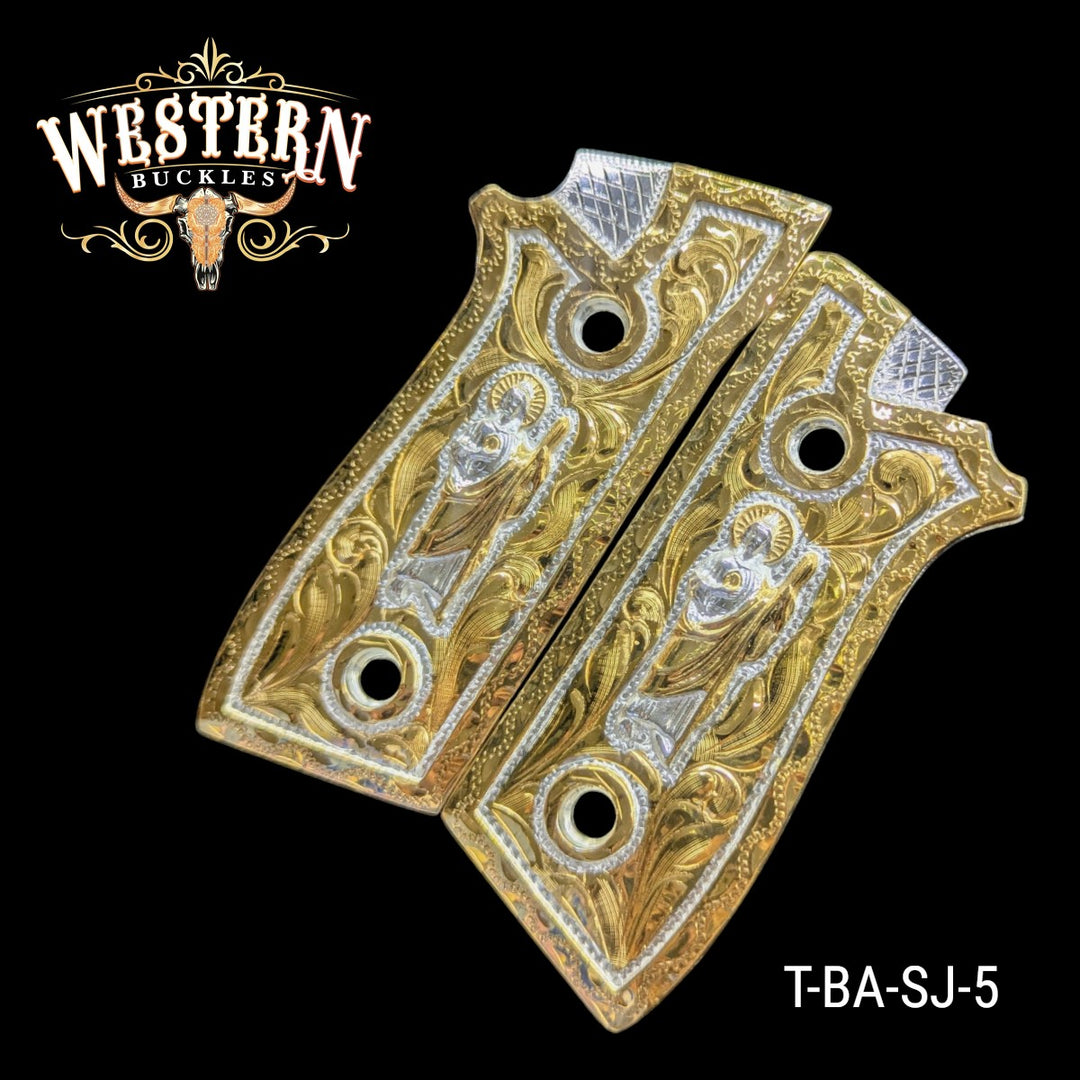 San Judas Grips for Taurus PT92 — 24K Gold-Plated &amp; Silver-Plated
