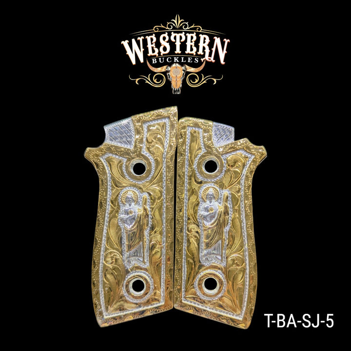 San Judas Grips for Taurus PT92 — 24K Gold-Plated &amp; Silver-Plated