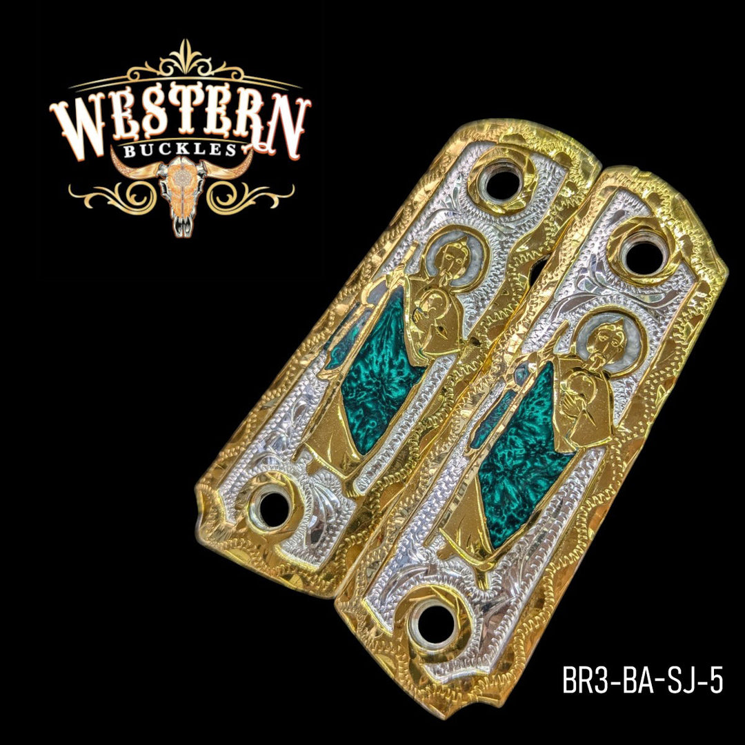 San Judas Custom Grips for the Browning 1911 / .380 / .22 — 24K Gold-Plated