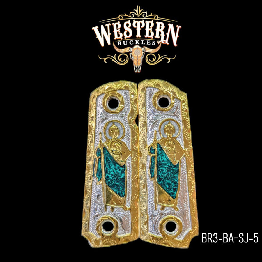 San Judas Custom Grips for the Browning 1911 / .380 / .22 — 24K Gold-Plated