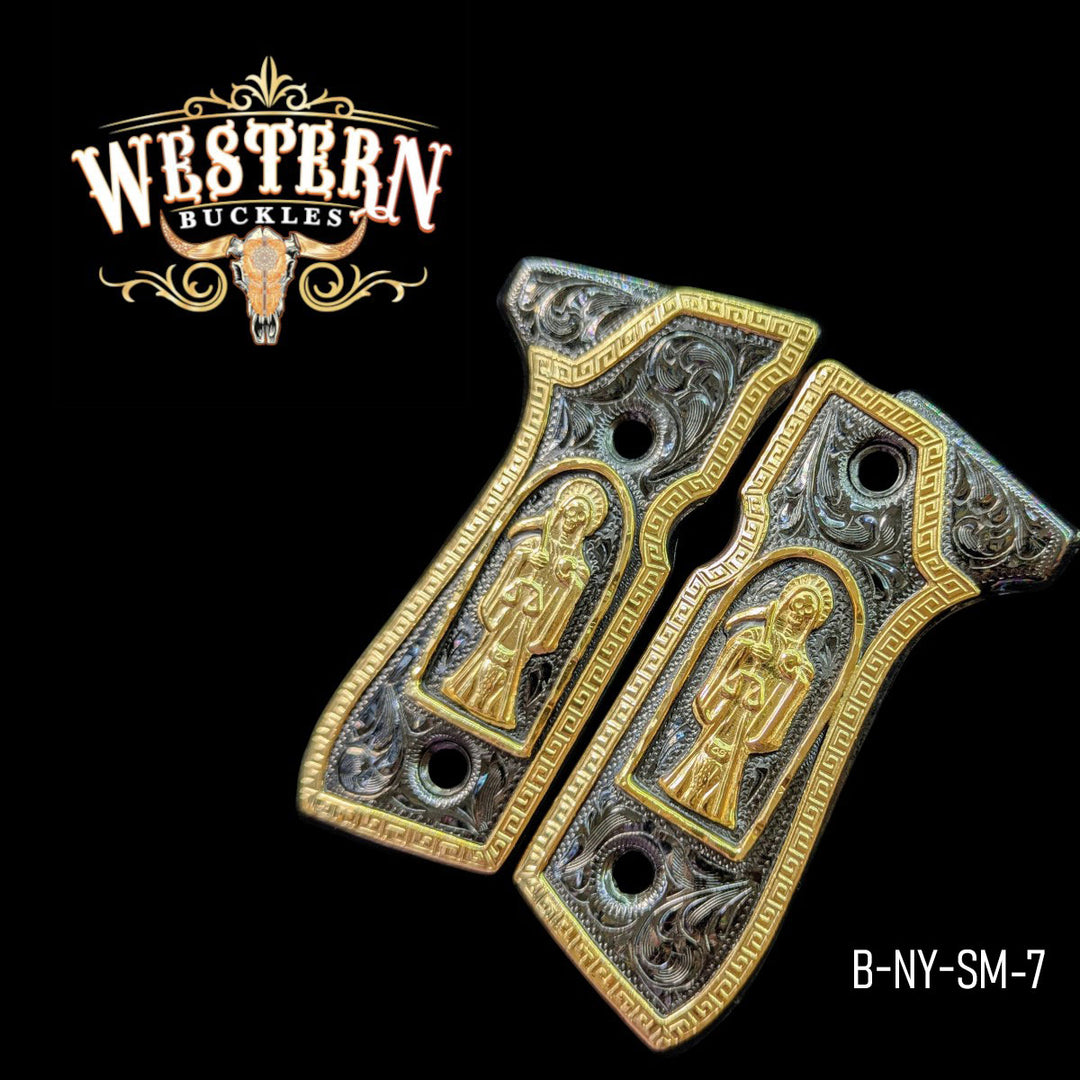 Santa Muerte Custom Grips for Beretta 92FS — 24K Gold-Plated