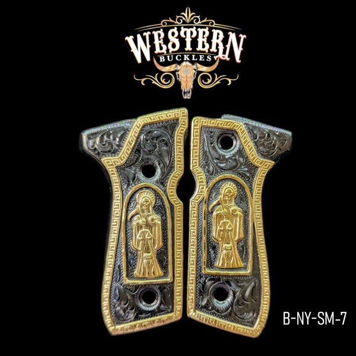 Santa Muerte Custom Grips for Beretta 92FS — 24K Gold-Plated