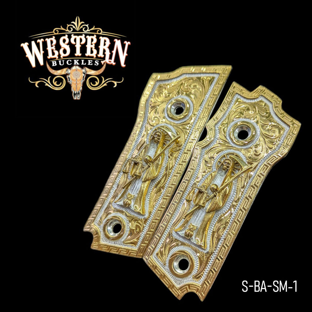 Santa Muerte Custom Grips for the Smith &amp; Wesson Model 59 — 24K Gold-Plated &amp; Silver-Plated