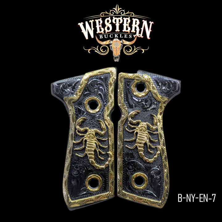 Scorpion Custom Grips for Beretta 92FS — 24K Gold-Plated-The Western Buckles