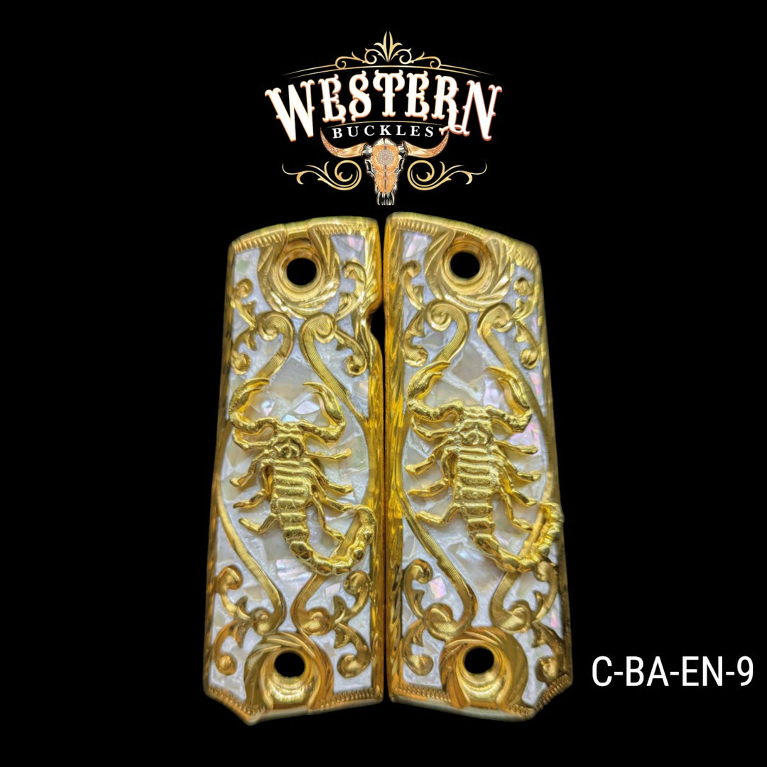 Scorpion Custom Grips for the Colt 1911 Full-Size — 24K Gold-Plated