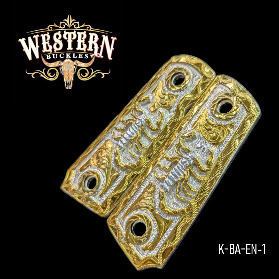 Scorpion Custom Grips for the Colt 1911 Compact &amp; Defender — 24K Gold-Plated &amp; Silver-Plated