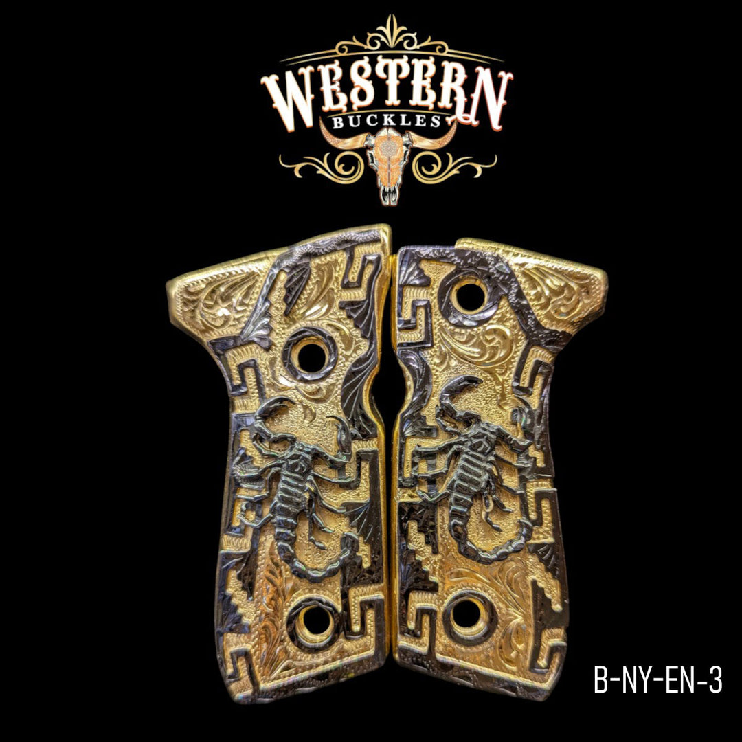 Scorpion Grips for Beretta 92FS — Gold & Silver-Plated on Black Nickel
