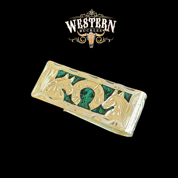 Silver Plated Money Clip Horse-The Western Buckles 