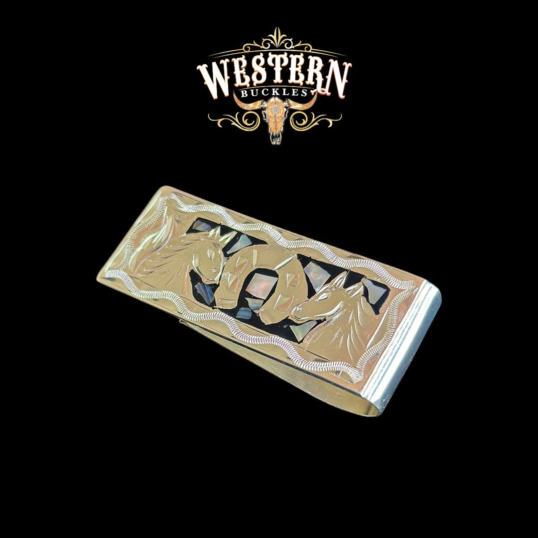 Silver Plated and Black Resin Money Clip-The Western Buckles