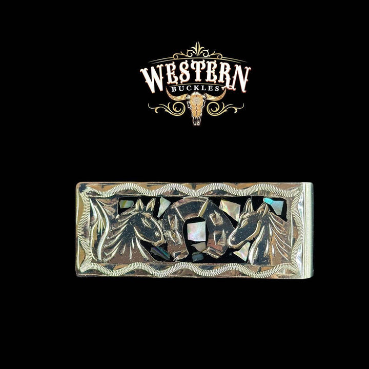 Silver Plated and Black Resin Money Clip-The Western Buckles