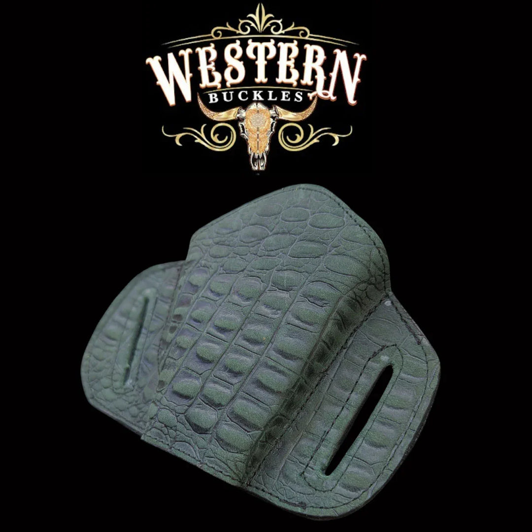 Gun Holster Green Crocodrile-The Western Buckles