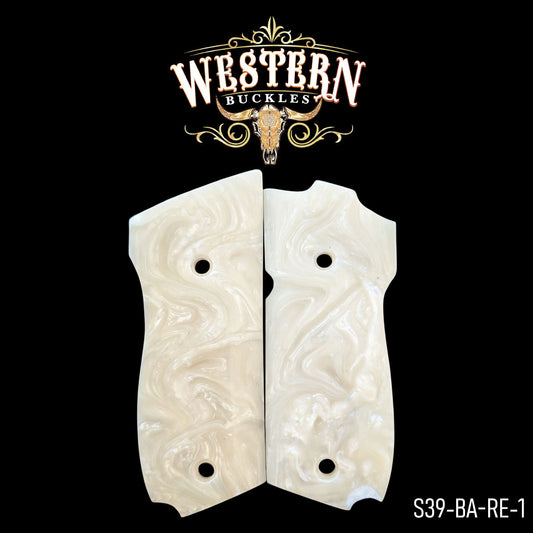 Pearl White Smith and Wesson 39 pistol grips