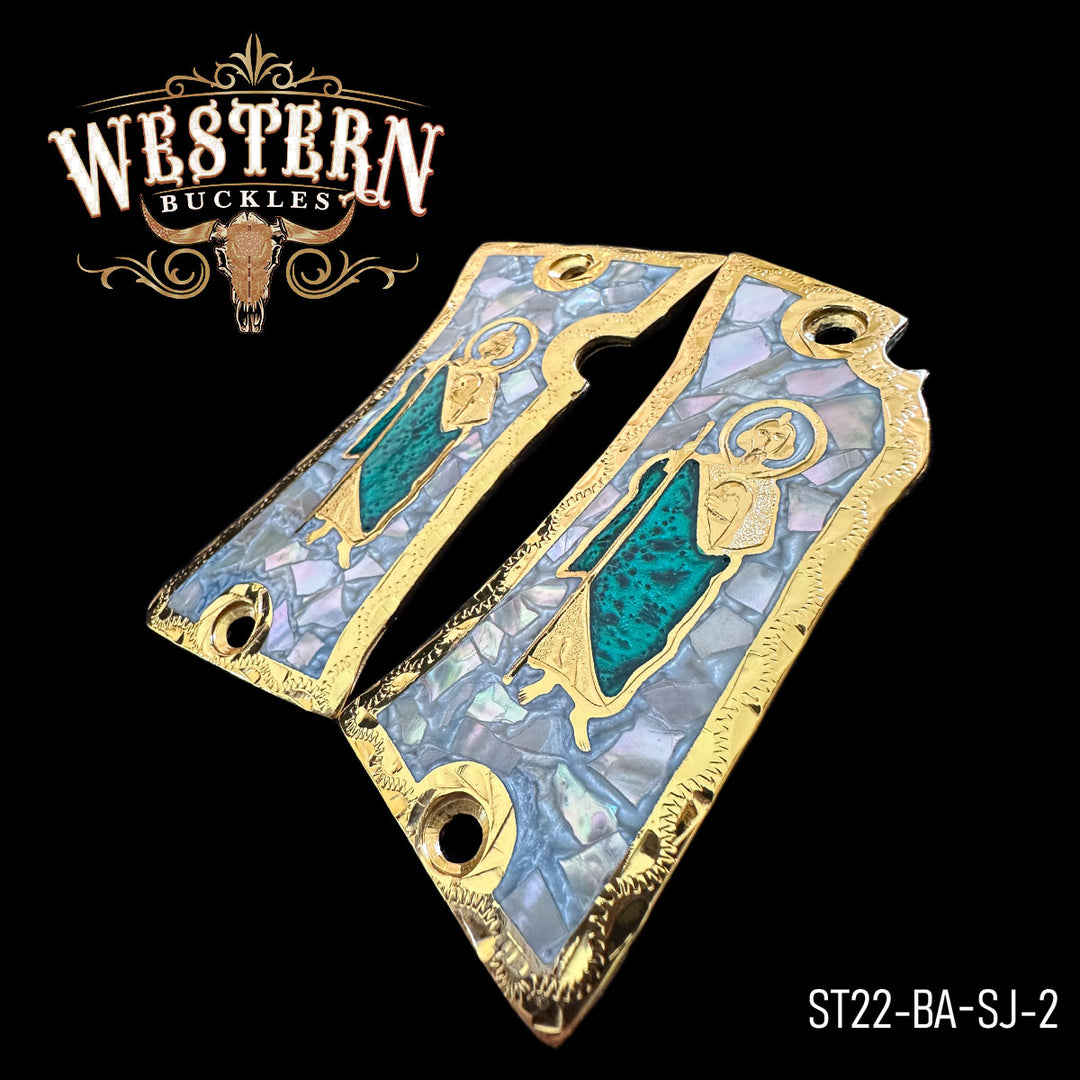 Star 22 San Judas Gold and Pearl Resin-The Western Buckles