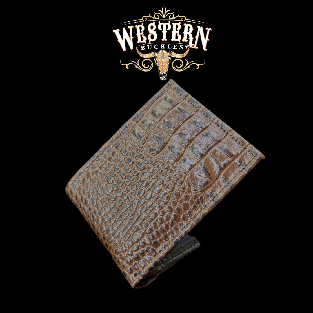 Synthetic Leather Brown Cocodrile Wallet-The Western Buckles