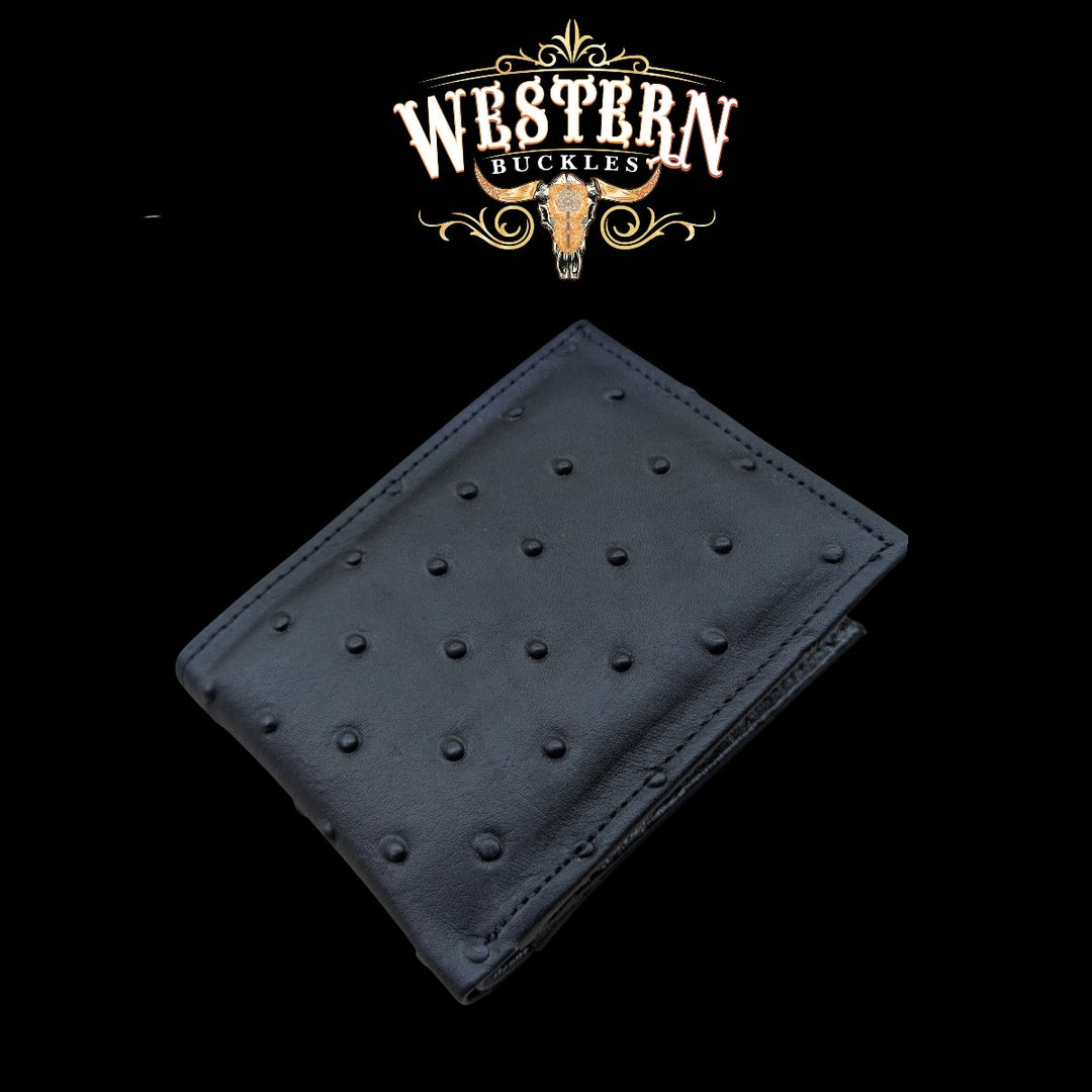Synthetic Leather Black Ostrich Wallet-The Western Buckles