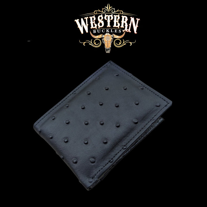 Synthetic Leather Black Ostrich Wallet-The Western Buckles
