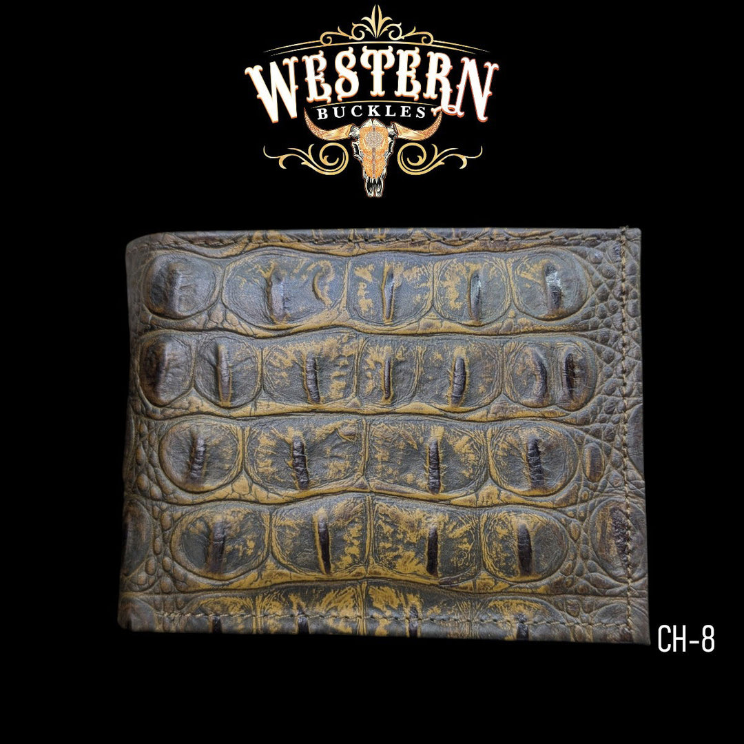 Synthetic Leather Brown Cocodrile Wallet-The Western Buckles