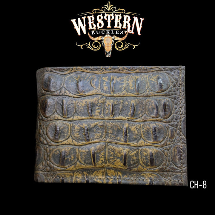 Synthetic Leather Brown Cocodrile Wallet-The Western Buckles