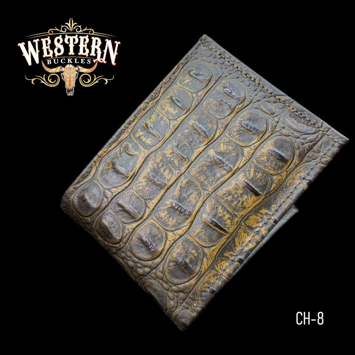 Synthetic Leather Brown Cocodrile Wallet-The Western Buckles