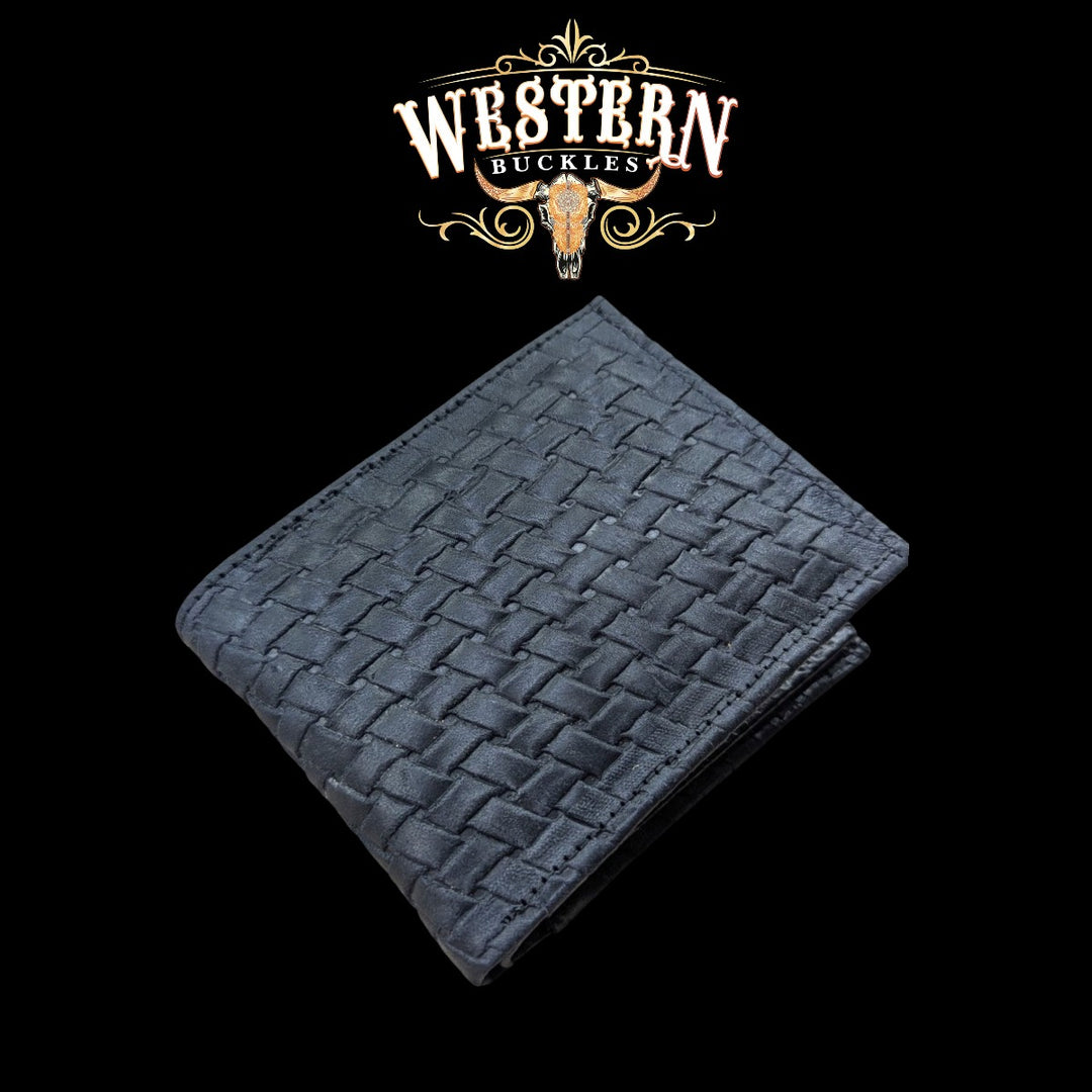 Synthetic Leather Carbon Black Cocodrile Wallet-The Western Buckles