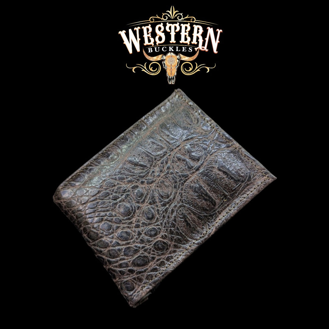 Synthetic Leather Chocolate Brown Cocodrile Wallet-The Western Buckles