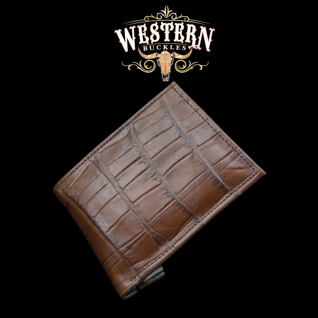 Synthetic Leather Copper Brown Cocodrile Wallet-The Western Buckles