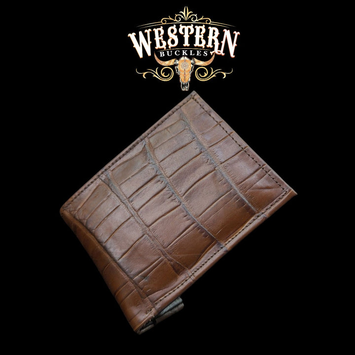 Synthetic Leather Copper Brown Cocodrile Wallet-The Western Buckles