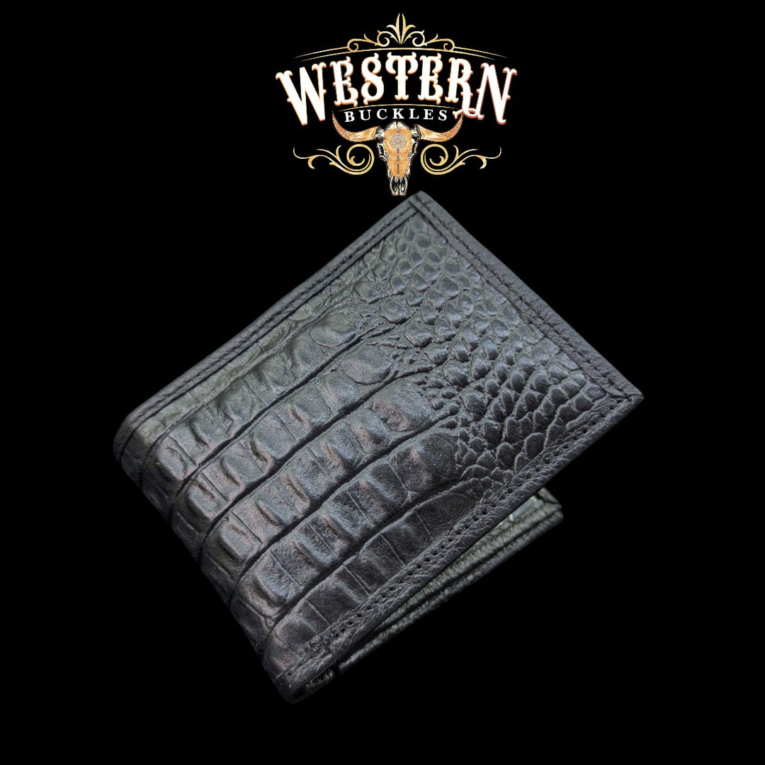 Synthetic Leather Ebony Cocodrile Wallet-The Western Buckles